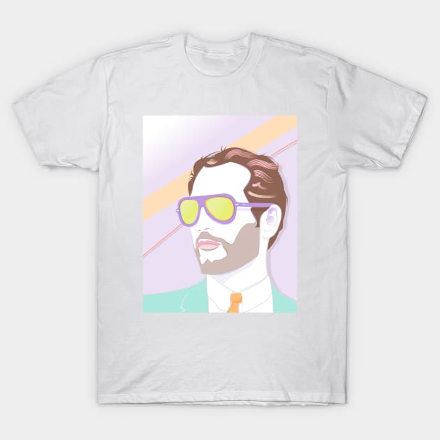 Pastel Paul Newman Sunglasses Art Deco T-Shirt by di-age7